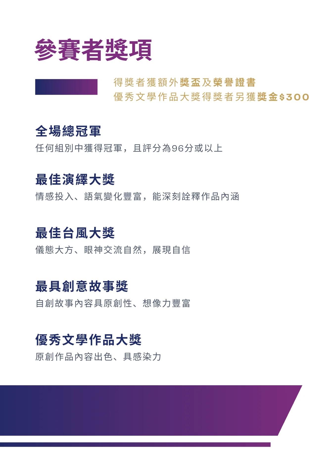 香港啟藝文學創作暨朗誦大賽（線上比賽、線下表演）