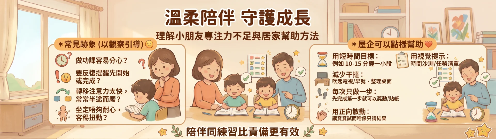 【陪伴不責備】孩子做功課容易分心？家長必看的專注力識別與居家改善指南！
