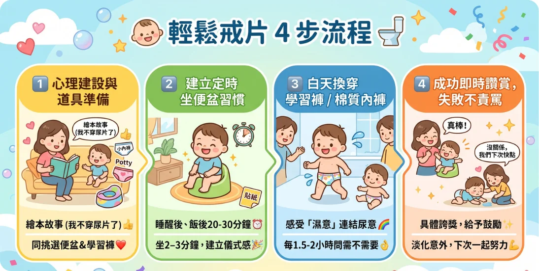 幼兒戒尿片全攻略：幼教老師教你 4 步輕鬆戒片，告別家長焦慮！（附免費獎勵貼紙卡）
